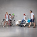 Reacha City Bike Trailer being used by a family fo a beach day